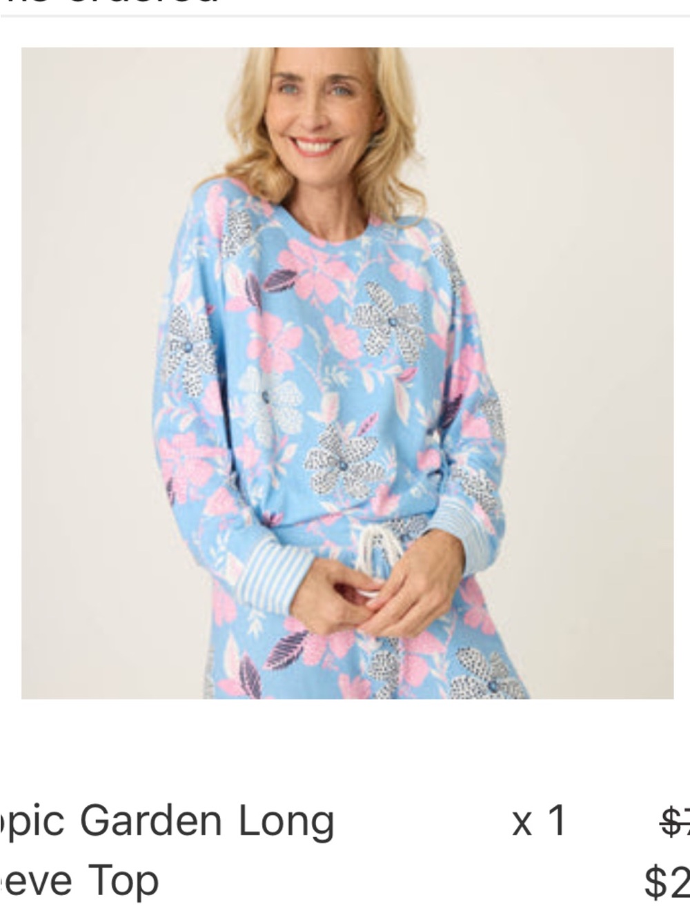 PJ Salvage Blue Floral Long Sleeve Pajama Top (M) and Pants Bottom (S)